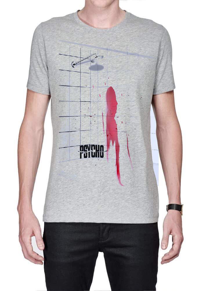 Psycho Grey Melange Half Sleeve T-Shirt Hoodie, Sweatshirt | CoreVibeTees.com