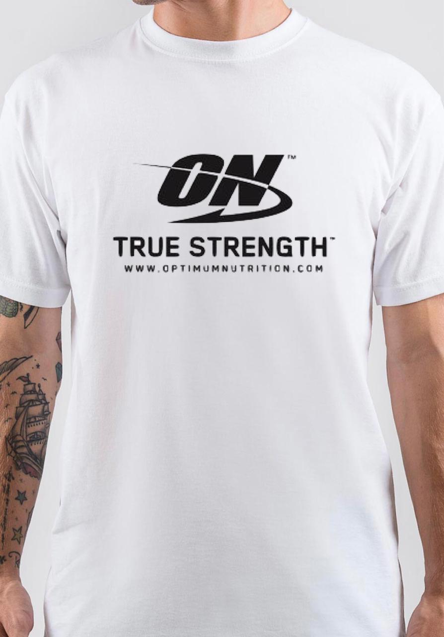 Optimum Nutrition White T-Shirt Hoodie, Sweatshirt | CoreVibeTees.com