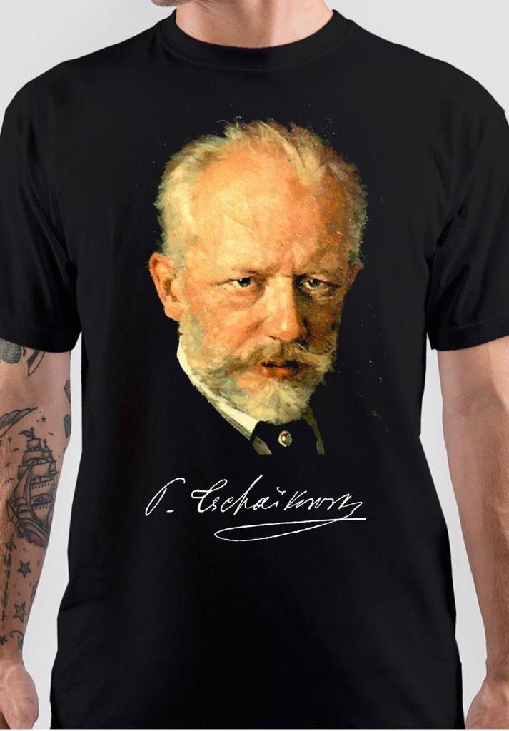 Pyotr Ilyich Tchaikovsky Half Sleeve Black T-Shirt Hoodie, Sweatshirt | CoreVibeTees.com
