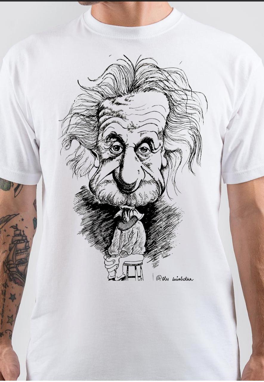 Albert Einstein Half Sleeve White T-Shirt Hoodie, Sweatshirt | CoreVibeTees.com
