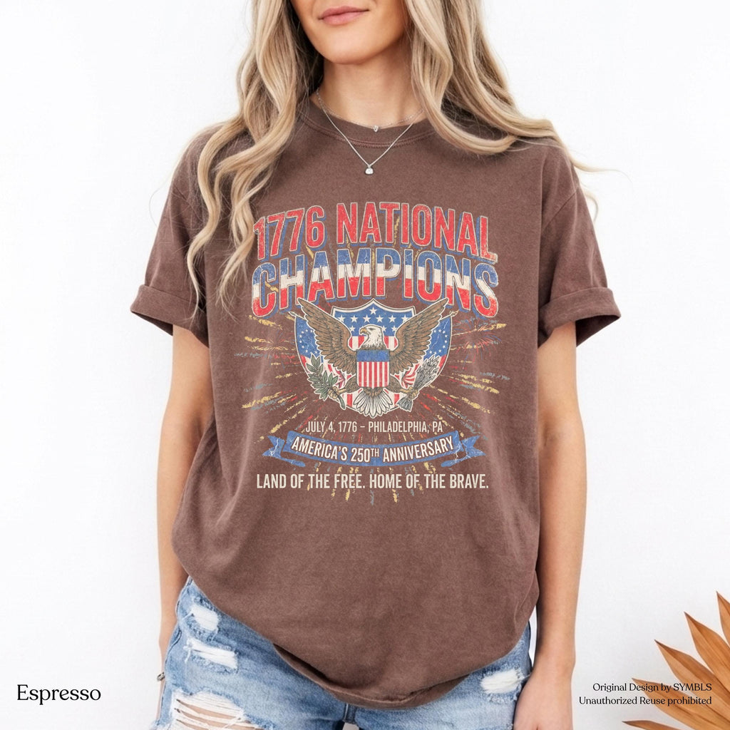 July 4th 1776 National Champions America 250th Anniversary Oversized Tee Distressed Vintage (5)