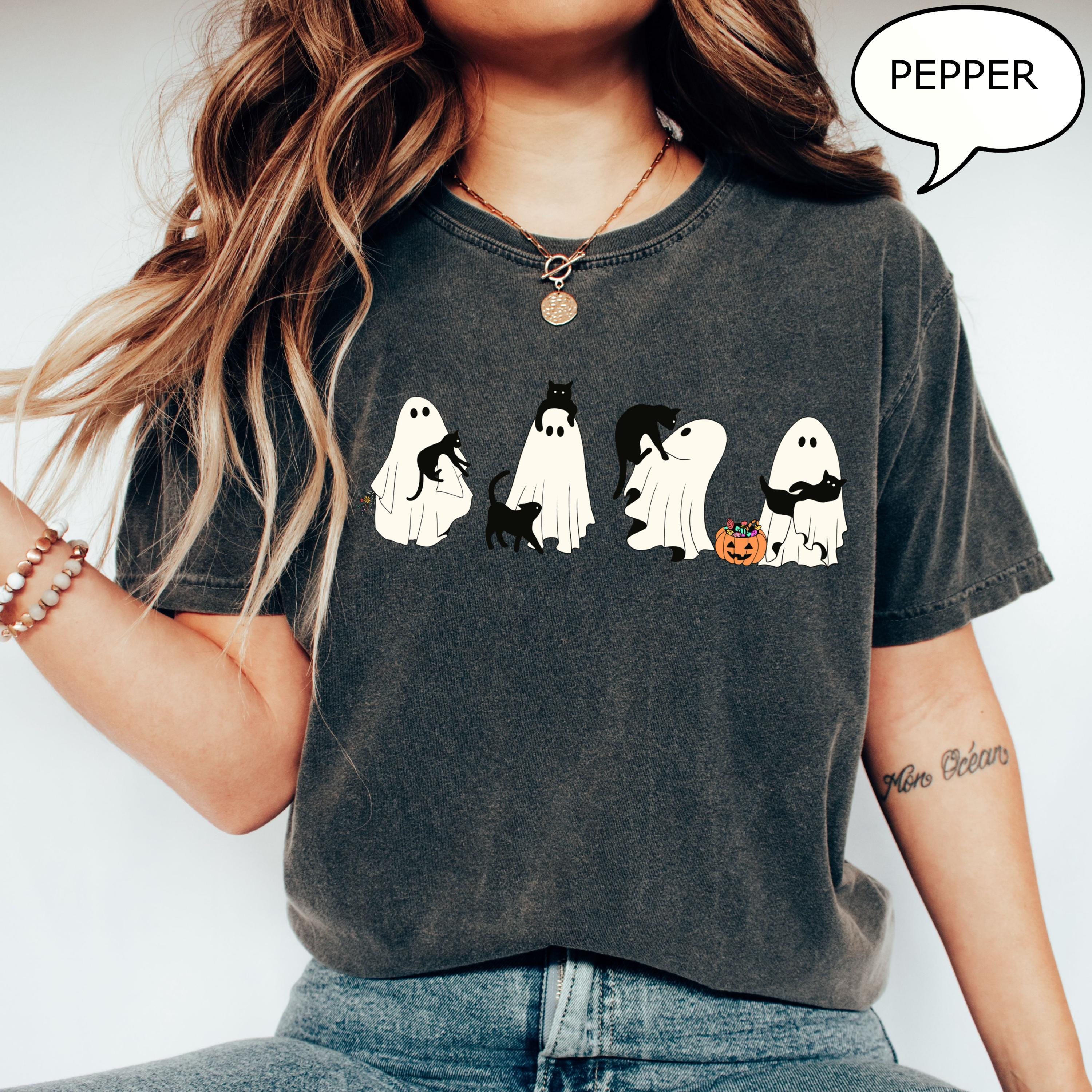 Comfort Colors Ghost Cat Halloween Ghos Halloween Ca Cat Lower Halloween Spooky Season Ca (5)