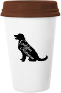 Golden Retriever Squat Pet Mug Coffee Drinking Glass Pottery Ceramic Cup Lid