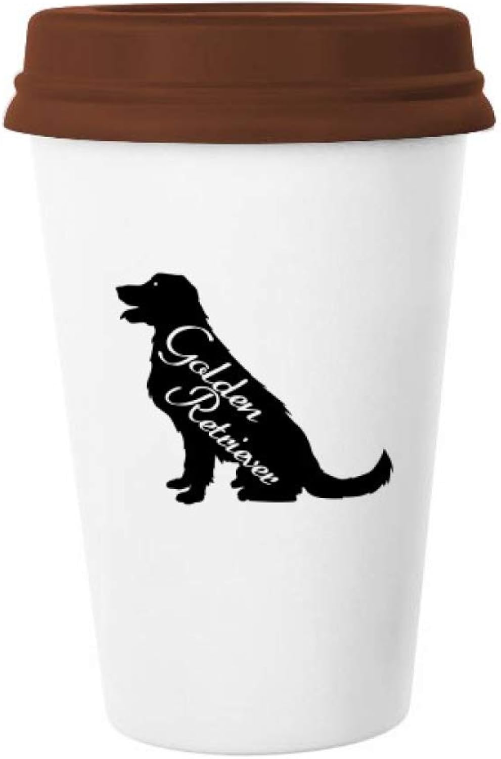 Golden Retriever Squat Pet Mug Coffee Drinking Glass Pottery Ceramic Cup Lid
