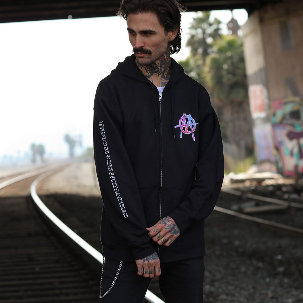 HOPIUM Mushroom Zip Up Hoodie (Black) T-Shirts, Sweatshirt | CoreVibeTees.com (Image 2)