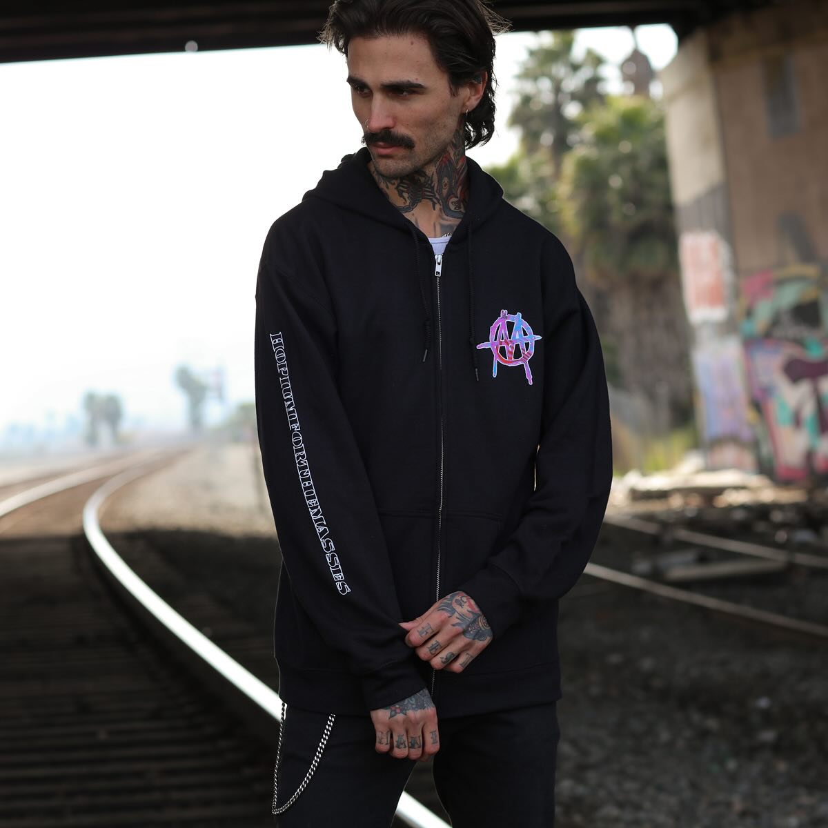 HOPIUM Mushroom Zip Up Hoodie (Black) T-Shirts, Sweatshirt | CoreVibeTees.com (Image 2)