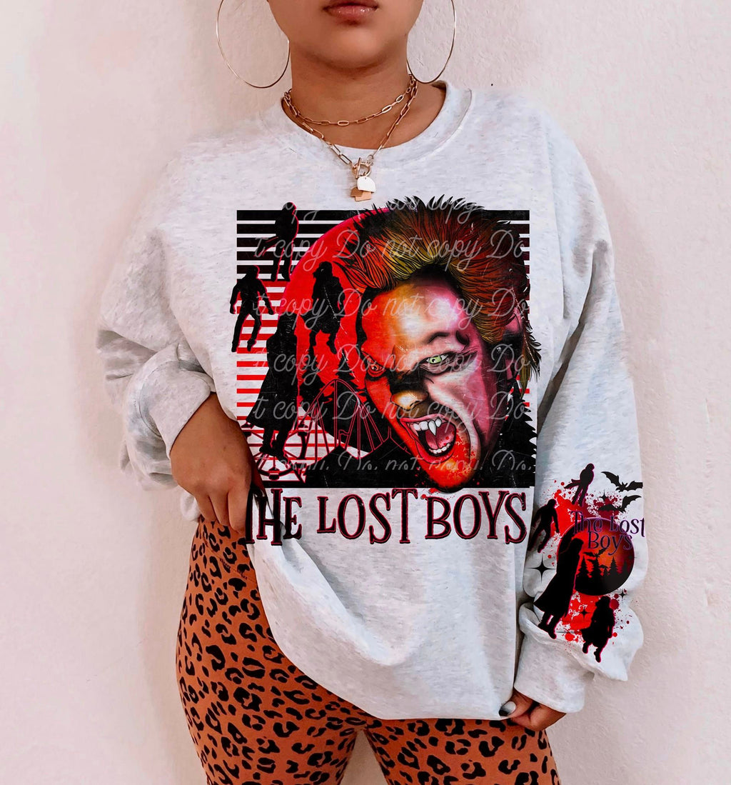 LOST BOYS FRONT & SLEEVE DESIGN SWEATSHIRT T-Shirts, Hoodie | CoreVibeTees.com (Image 1)