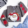 SANTA HO HO HO COOKIE SWEATSHIRT W/ SLEEVE PRINT T-Shirts, Hoodie | CoreVibeTees.com (Image 1)