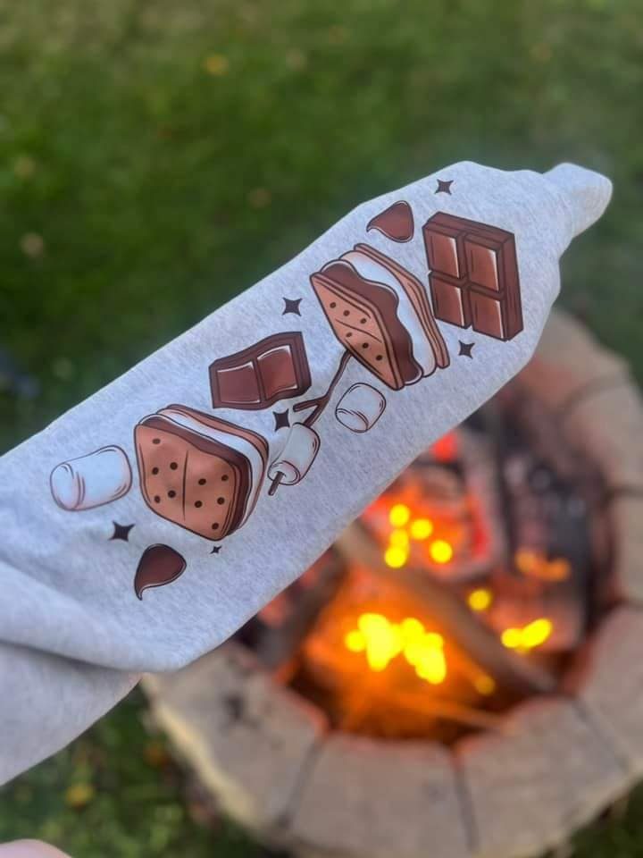 CAMPFIRE & SMORES SWEATSHIRT W/ SLEEVE PRINT T-Shirts, Hoodie | CoreVibeTees.com (Image 2)