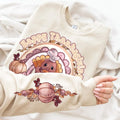 HAPPY THANKSGIVING - CREWNECK SWEATSHIRT W/ SLEEVE PRINT T-Shirts, Hoodie | CoreVibeTees.com (Image 1)