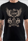 Living Legend Since 1971 Half Sleeve Black T-Shirt Hoodie, Sweatshirt | CoreVibeTees.com