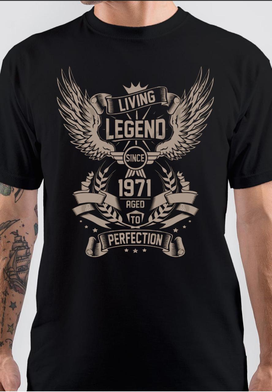 Living Legend Since 1971 Half Sleeve Black T-Shirt Hoodie, Sweatshirt | CoreVibeTees.com