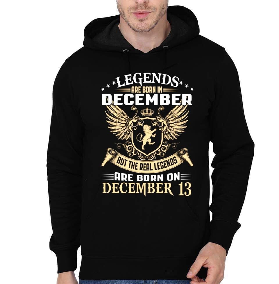 Legends Are Born On December 13 Black T-Shirt Hoodie, Sweatshirt | CoreVibeTees.com