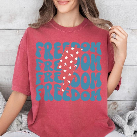 4TH OF JULY SHIRT, FREEDOM BOLT SHIRT, JULY 4TH SHIRT UNISEX COTTON SHIRT, OVERSIZED HOLIDAY SUMMER SHIRT Comfort Fabric Top Womenswear