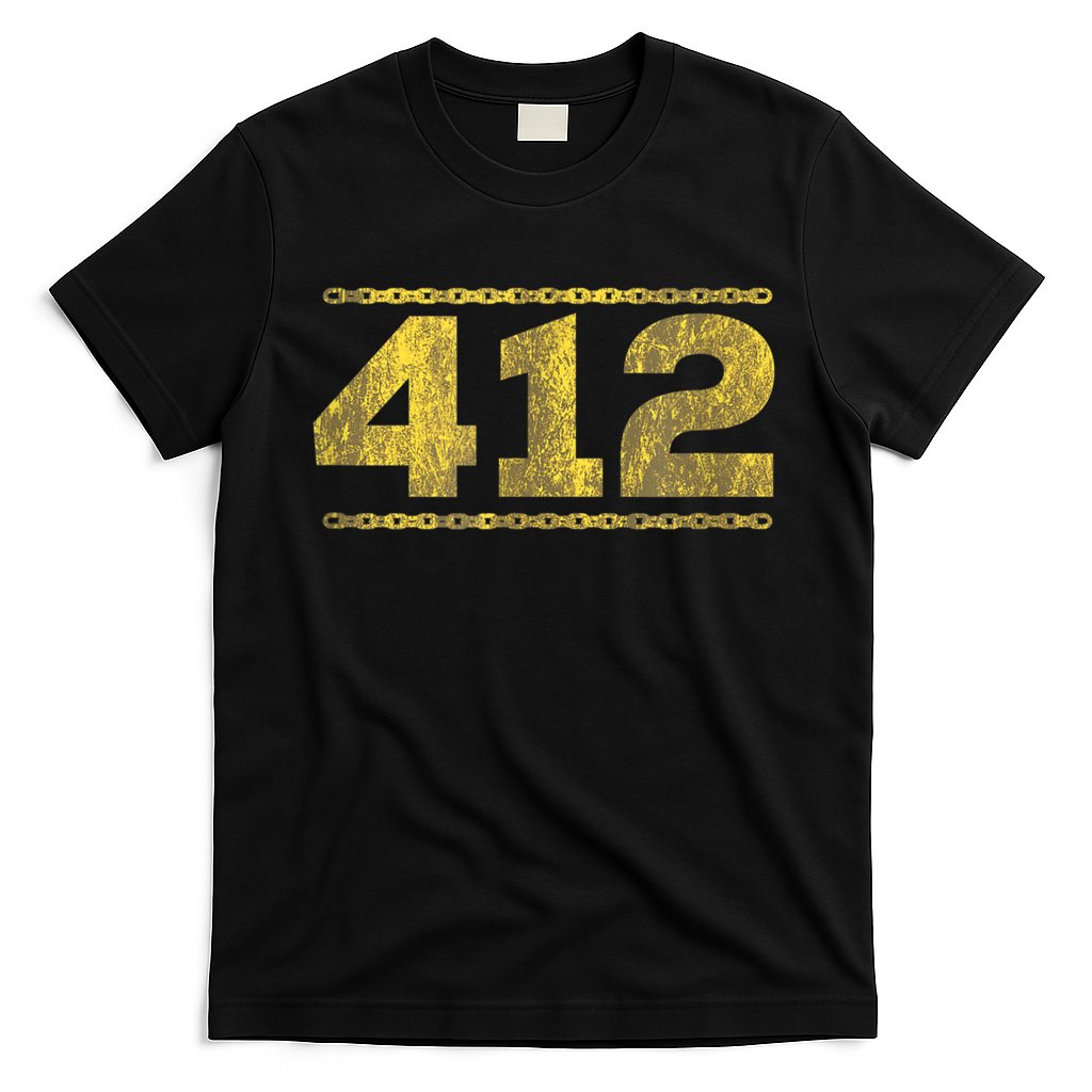 412 Pittsburgh Distressed Chain Yinzer City Retro T-Shirt Hoodie, Sweatshirt | CoreVibeTees.com