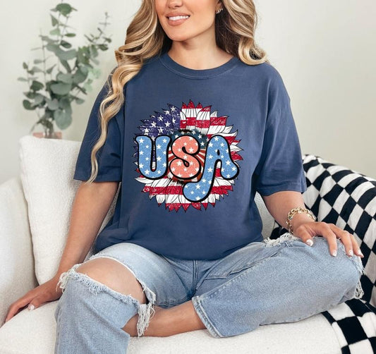 4th Of July America Sunflower Shirt Usa Flag Flower T Shirt Gift For American 4th Of July Flag Graphic T-shirt Freedom Tshirt Independence Shirt  T-shirt, sweater and Hoodie