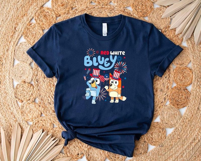 4th Of July Family Matching Shirt, Bluey 4th Of July Shirt, 4th Of July Shirt, Fourth Of July Party Shirt, Bluey USA Tee, Bluey America Flag T-Shirt