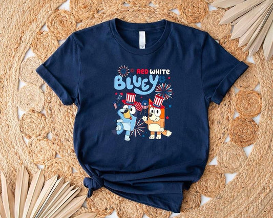 4th Of July Family Matching Shirt, Bluey 4th Of July Shirt, 4th Of July Shirt, Fourth Of July Party Shirt, Bluey USA Tee, Bluey America Flag T-Shirt