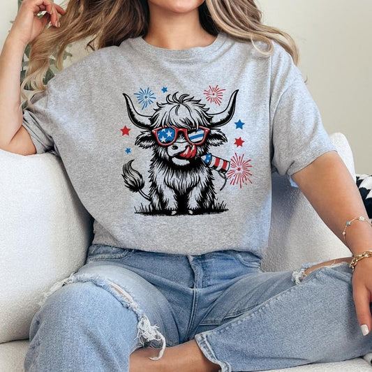 4th Of July Shirts, Retro Fourth of July Western Cow Shirt, Independence Day Shirt, Patriotic Shirt, American Shirt