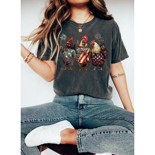 4th of July Chicken Lady Shirt, Funny Patriotic Chicken Shirt, Independence Day Tee, USA Flag Shirt, Patriotic Shirt, Freedom Shirt