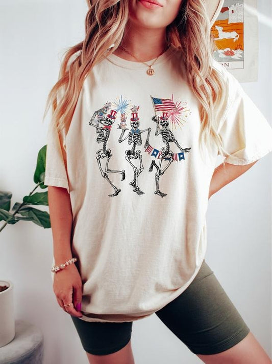 4th of July Skellies 4th of July Shirt, Dancing Skeleton, American Flag Shirt, 4th of July, Stars and Stripes Shirt, Red White Blue Tee