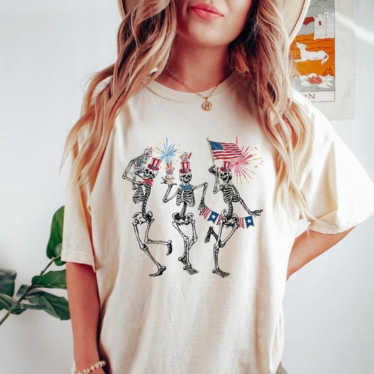 4th of July Skellies, 4th of July Tshirt, Dancing Skeleton Shirt, American Flag Shirt,4th of July, Stars and Stripes Shirt, Red White Blue