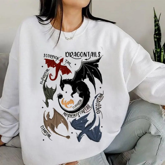 5 Dragon Tails Sweatshirt, Dragontails Colored Swweatshirt, Fourth Wing Tee Shirt,  Fantasy Reader, Gift For Fan