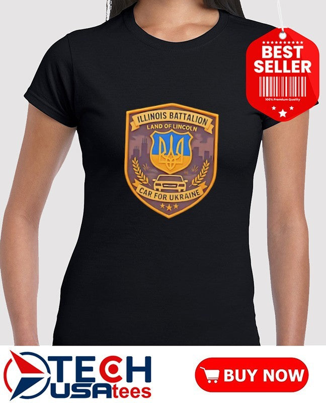 50 States Land of Lincoln Car for Ukraine Illinois Battalion logo shirt