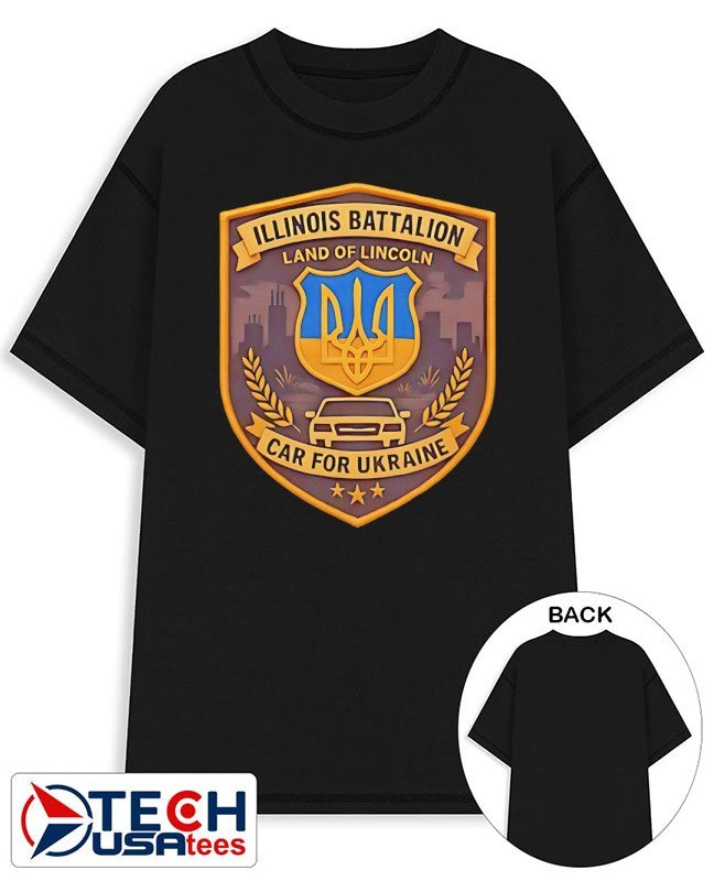 50 States Land of Lincoln Car for Ukraine Illinois Battalion logo shirt