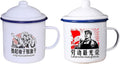 Mikinona Enamel Tea Cup 4.33 Inch Vintage Chinese Style Creative Drinking Mug for Home Office Household Use