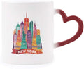 USA America Beautiful Castle Architecture Heat Sensitive Mug Red Color Changing Stoneware Cup