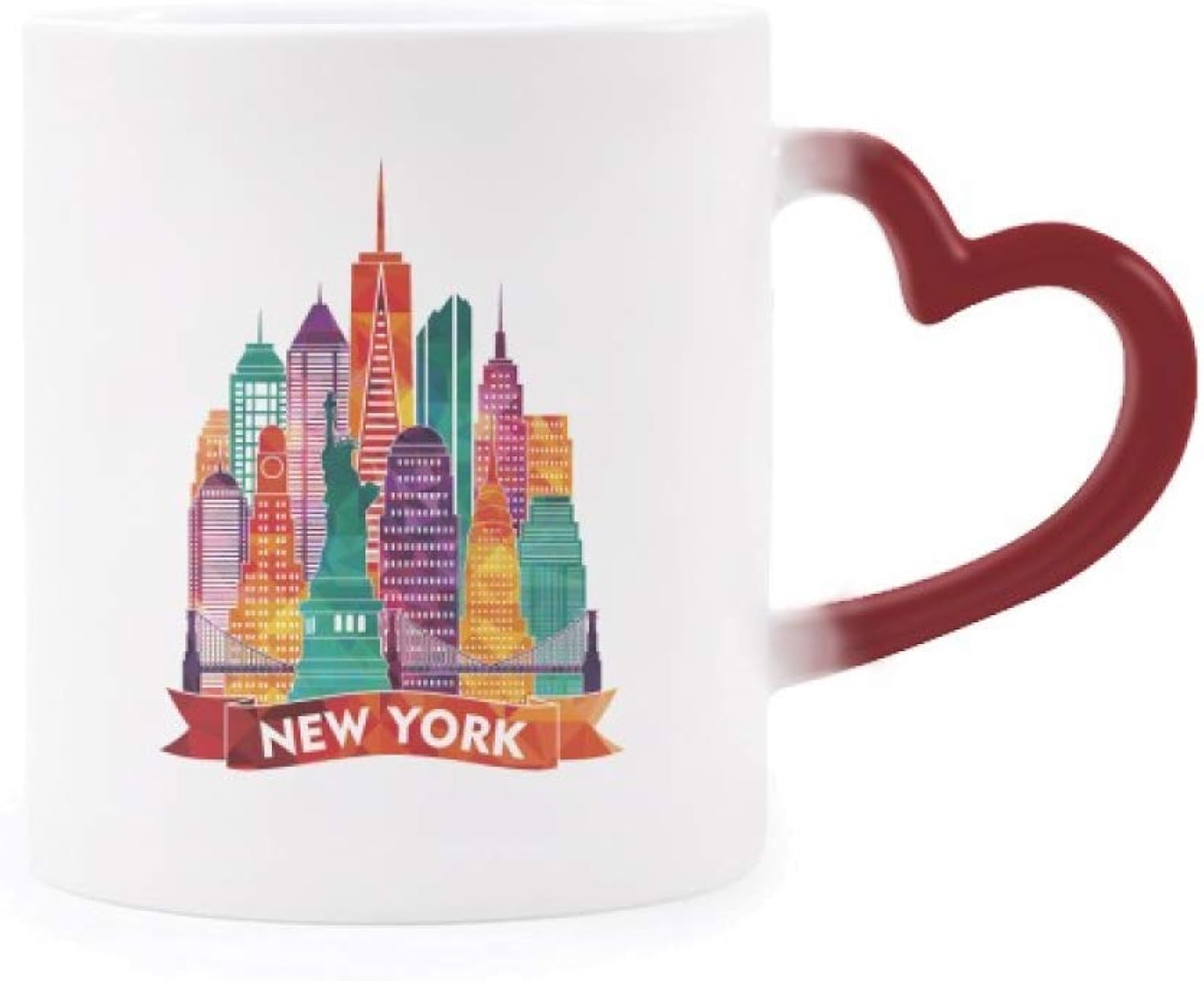 USA America Beautiful Castle Architecture Heat Sensitive Mug Red Color Changing Stoneware Cup