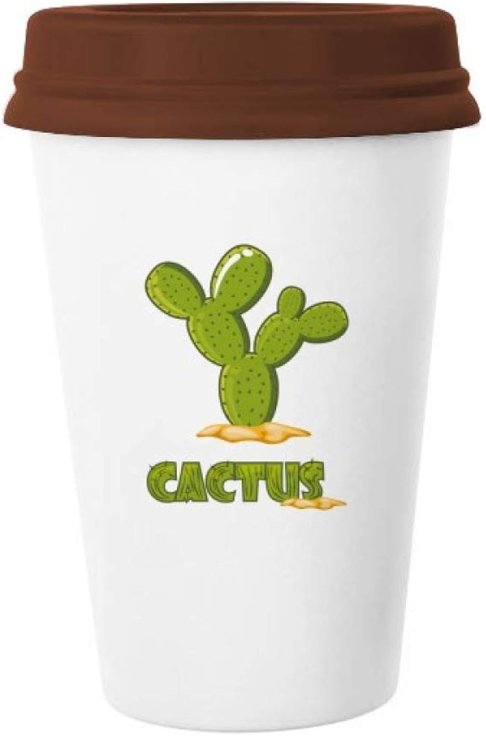 Cactus Plant Succulents Potted Green Mug Coffee Drinking Glass Pottery Ceramic Cup Lid