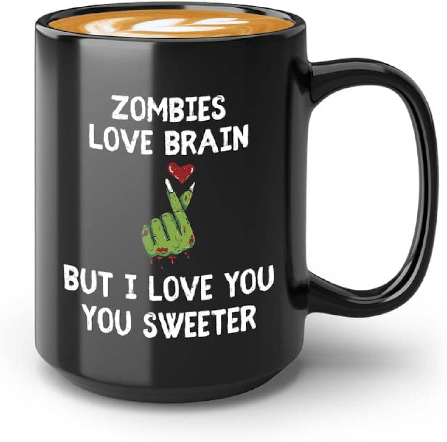 Halloween Coffee Mug 15oz Black - Zwmbies love brain and you - Pumpkin Party Traick or Trit Vampire Zwmbie October Horror Costume Contest Carnival