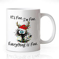 It's Fine Everything Is Fine Coffee Mug, Humor Scrawled Kitten Theme Christmas Gifts for Cat Lover Friend Sister BFF Women Men, Office Stress Relief Gifts for Colleague Coworker Boss Leader