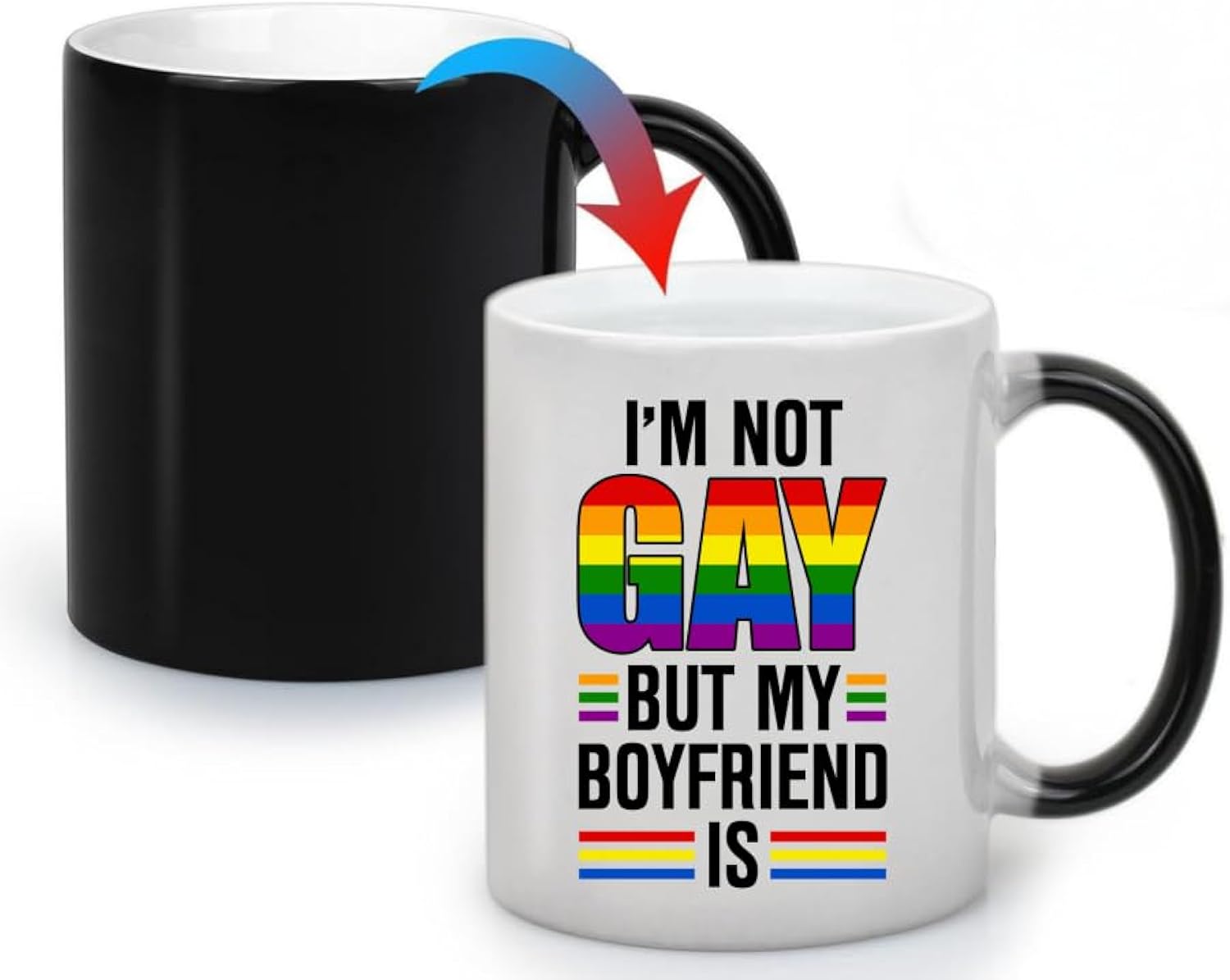 I'm Not Gay But My Boyfriend Is Color Changing Mug Magical Reveal with Hot Drinks 11Oz