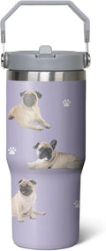 Pug Travel Cup for Dog Lover,30 oz Pug Vacuum Insulated Tumbler with Handle