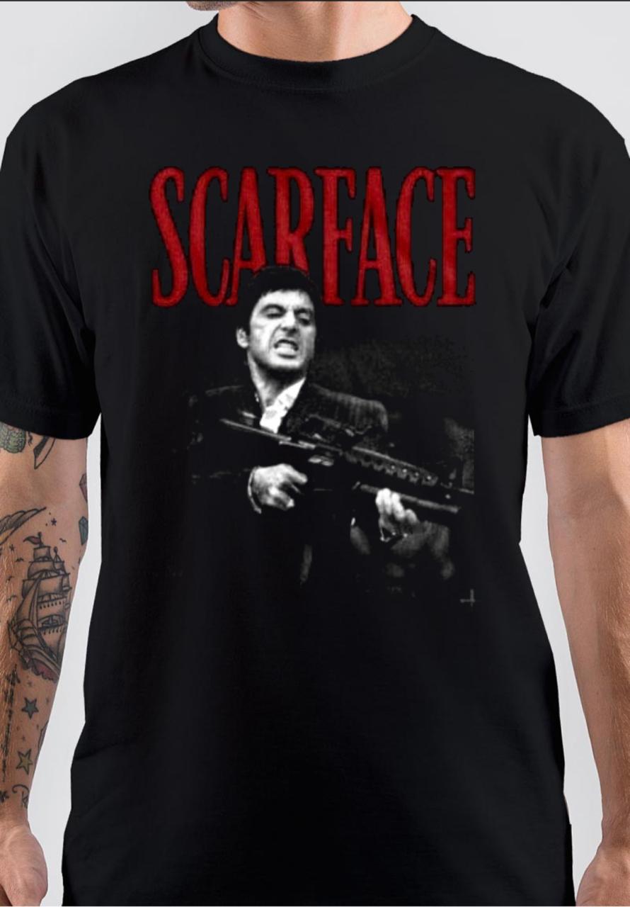 Scarface Half Sleeve Black T-Shirt Hoodie, Sweatshirt | CoreVibeTees.com