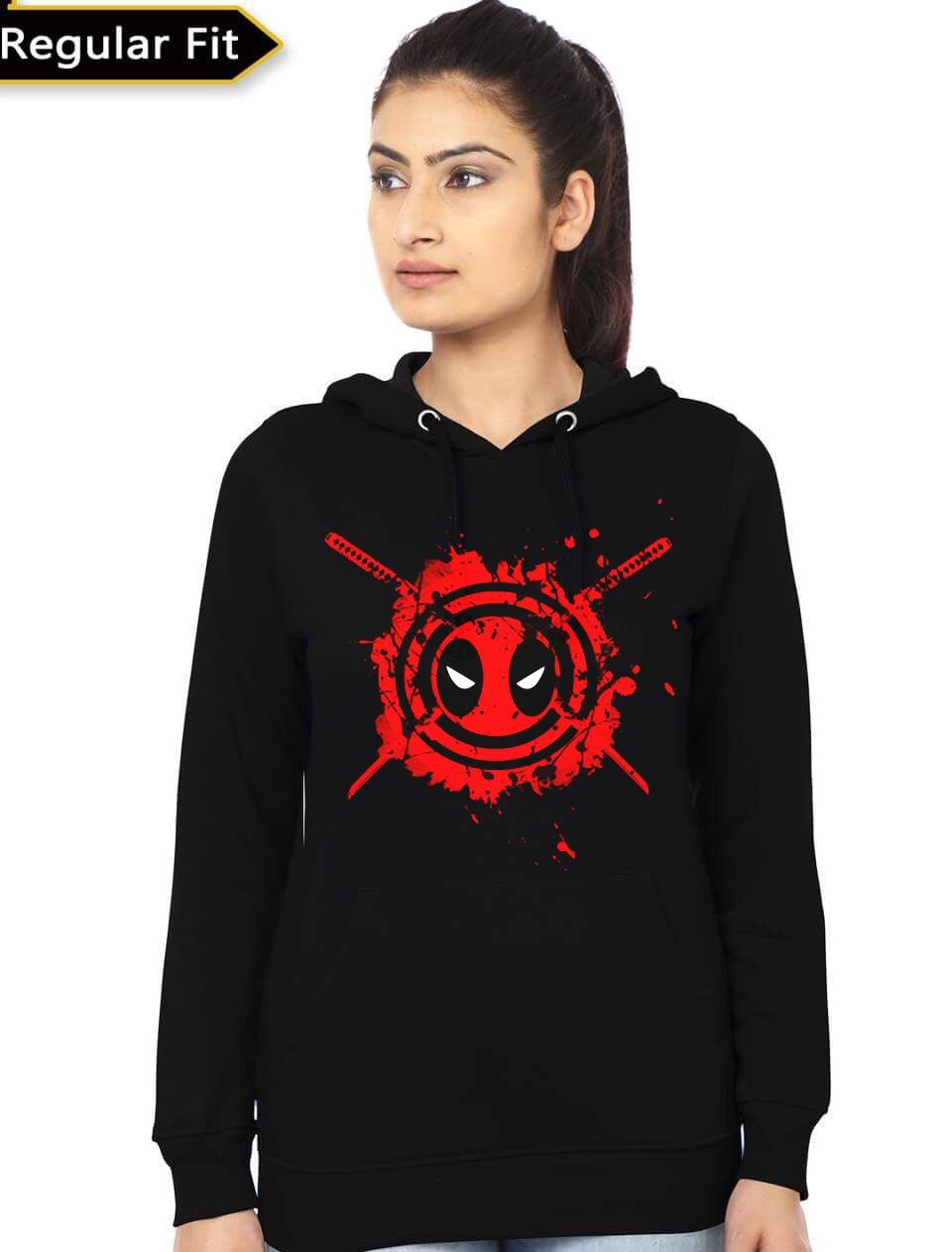 Deadpool Girlâ€™s Black Hoodie T-Shirts, Sweatshirt | CoreVibeTees.com