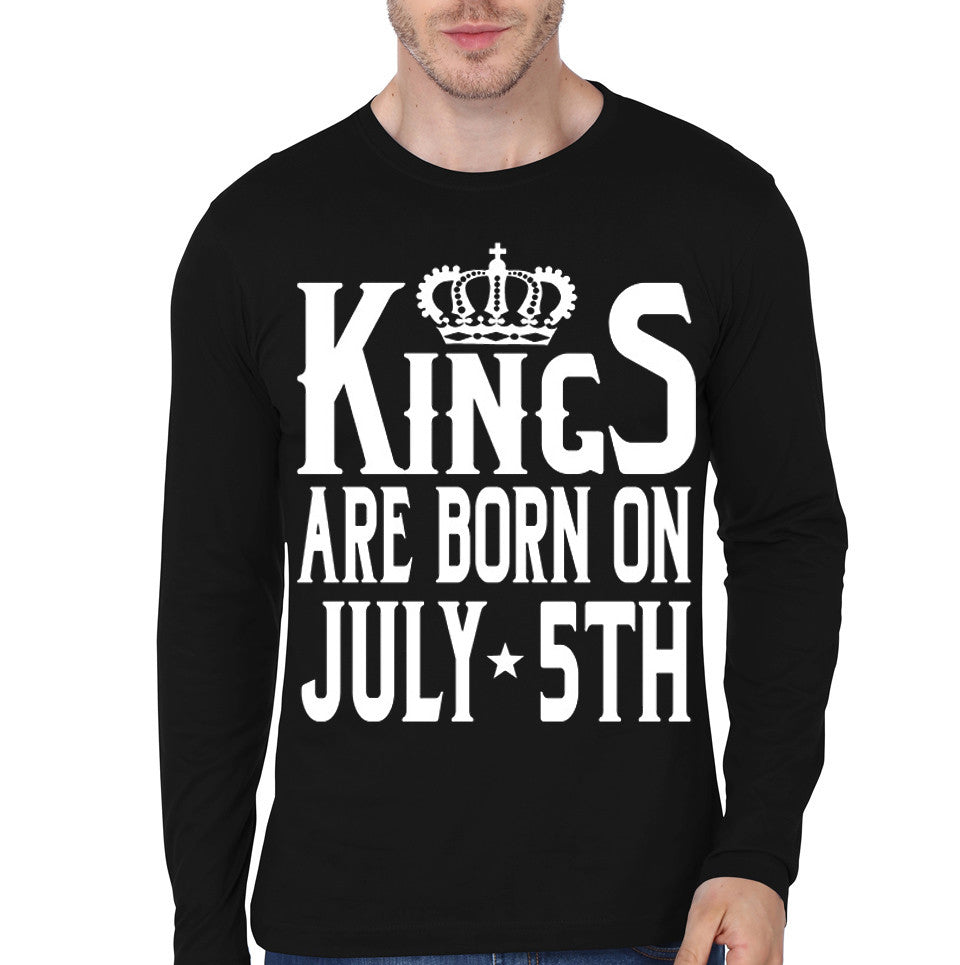 Kings Are Born In 5th July Black Full Sleeve T-Shirt Hoodie, Sweatshirt | CoreVibeTees.com