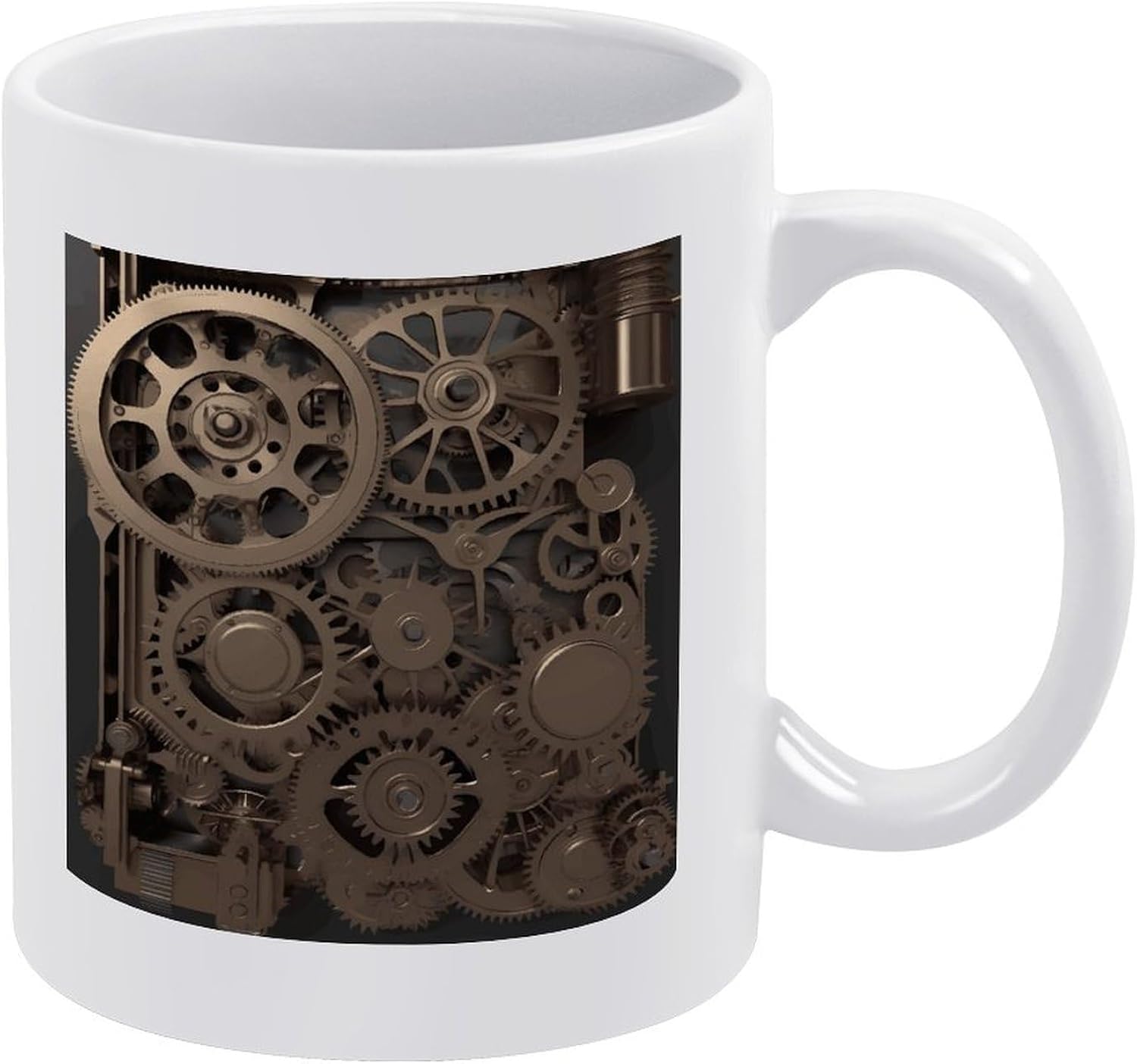 Steampunk Mechanical Gears Mug Personalized White Mugs Unique Ceramic Coffee Mug with Handle Perfect Tea Cup for Office And Home Gift Cups 11 OZ/330 ML