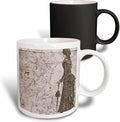 3dRose Vintage Fashionable Lady Steampunk Art Magic Transforming Mug, 11 oz, Black/White