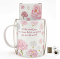 Gifts for Mom Porcelain Coffee Mugs and English Breakfast Tea Set Reusable Ceramic Cups Cute Floral Mug as Birthday Mothers'Day Best Gift for Women
