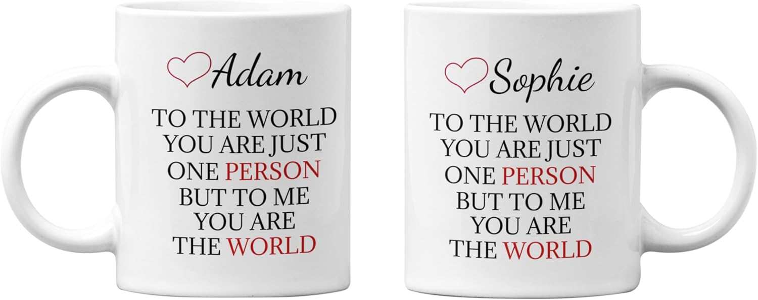 Personalized You Are My World Mug for Loved One, Custom Name Gift, Romantic Coffee Mug, Valentine's Day Gift Idea, Anniversary Custom Keepsake for Couples, Ceramic Mug, Mugs for Women & Men