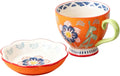 UniqueLife 19oz Hand-Painted Stoneware Soup Mug with Handle & 2-in-1 Lid/Tray — Microwave, Oven Safe Ceramic Soup Bowl for Soup, Coffee, Oatmeal — Giftable Comfort Bowl, Warm Orange