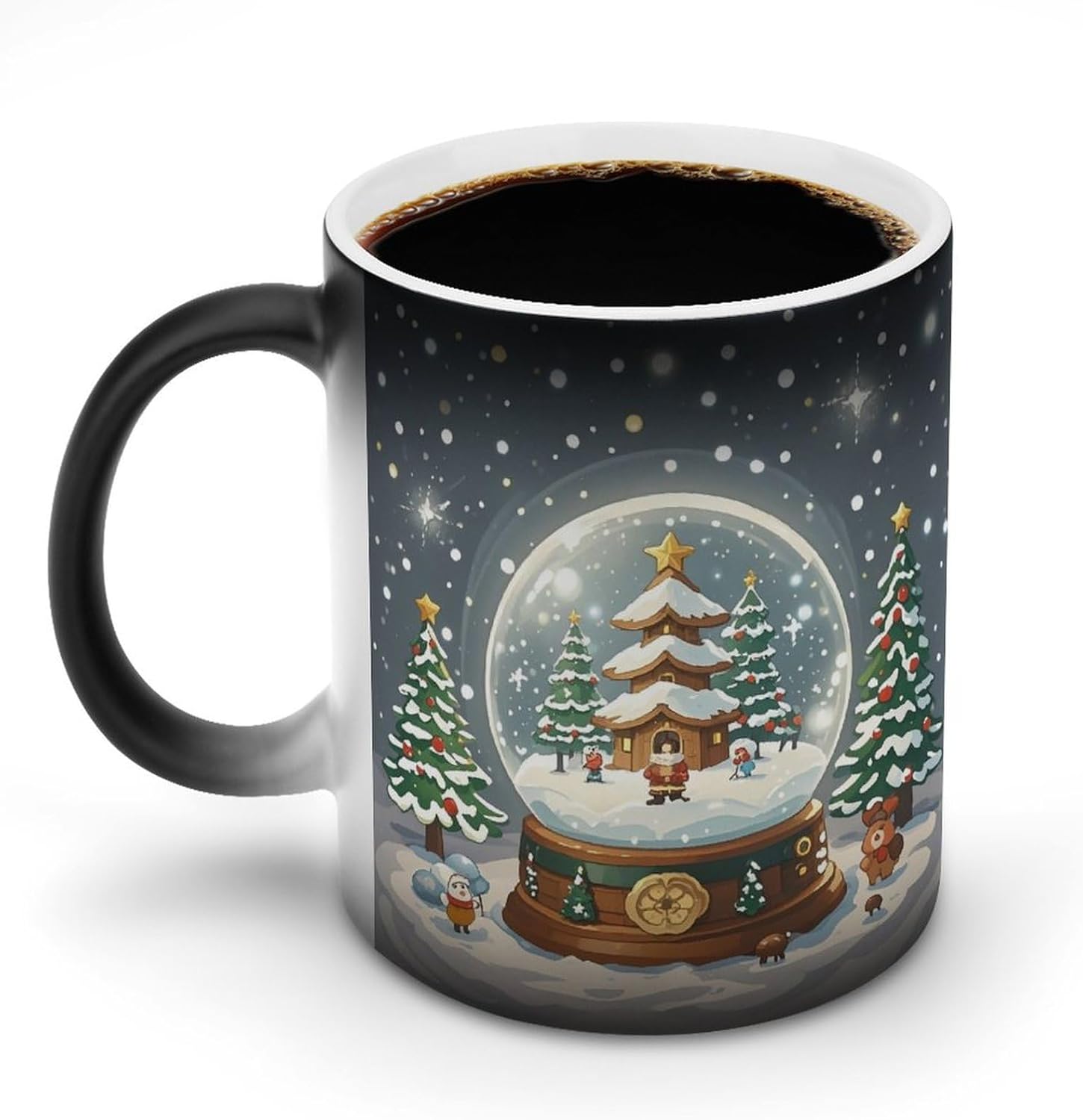 Christmas Snow Globe Color Changing Mug Heat Sensitive Color Changing Cup Magic Funny Art Mugs Personalized Ceramic Coffee Cups Cute Birthday Gifts for Men Women 11 Oz