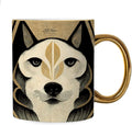 Siberian Husky Mug - Cute Dog Gold Rim and Handle Mug - Printed Mug