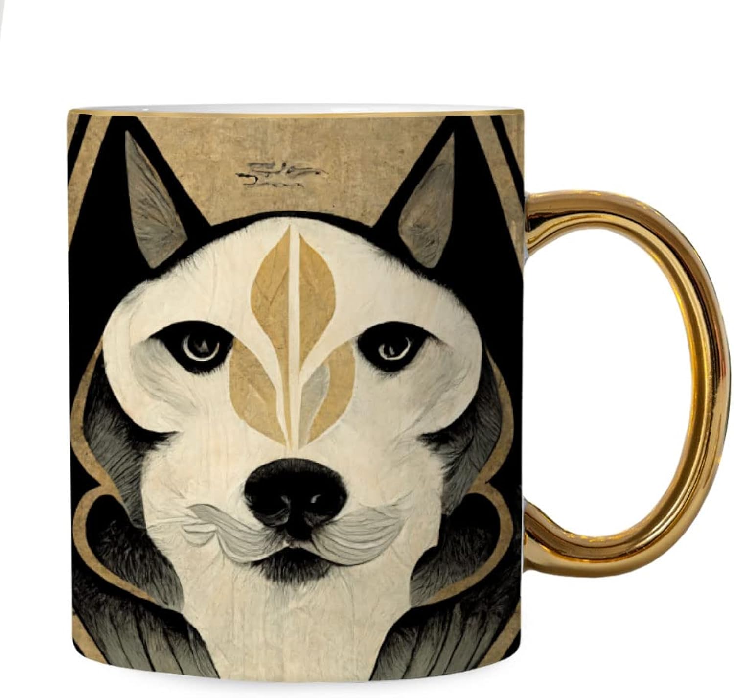 Siberian Husky Mug - Cute Dog Gold Rim and Handle Mug - Printed Mug