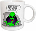 3dRose mug_25030_1 ALIENS AND UFOS alien party 1 on white - Ceramic Mug, Multicolored, 11 oz
