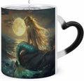 Mermaid with Full Moon Funny Color Changing Mug 11oz Heat Changing Sensitive Cup Ceramic Mugs Gifts for Men Women